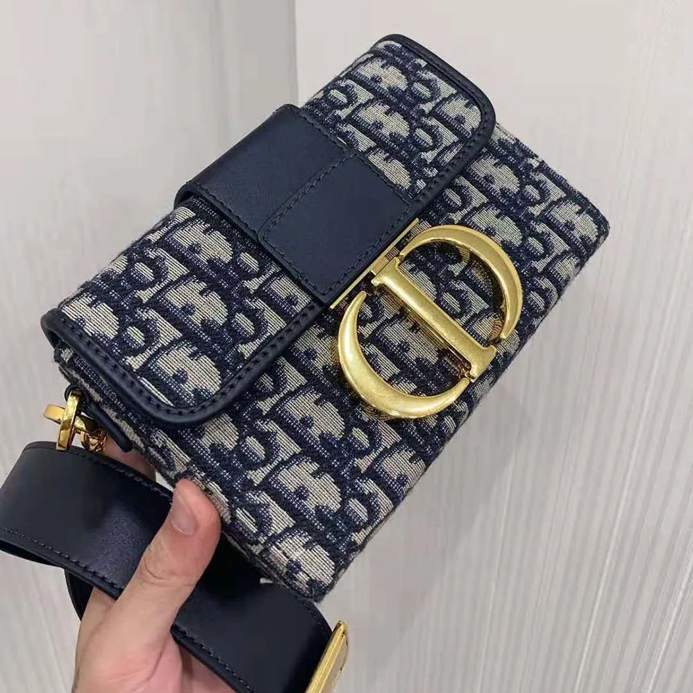 Dior 30 Montaigne Box Bag Blue Dior Oblique Jacquard for Women