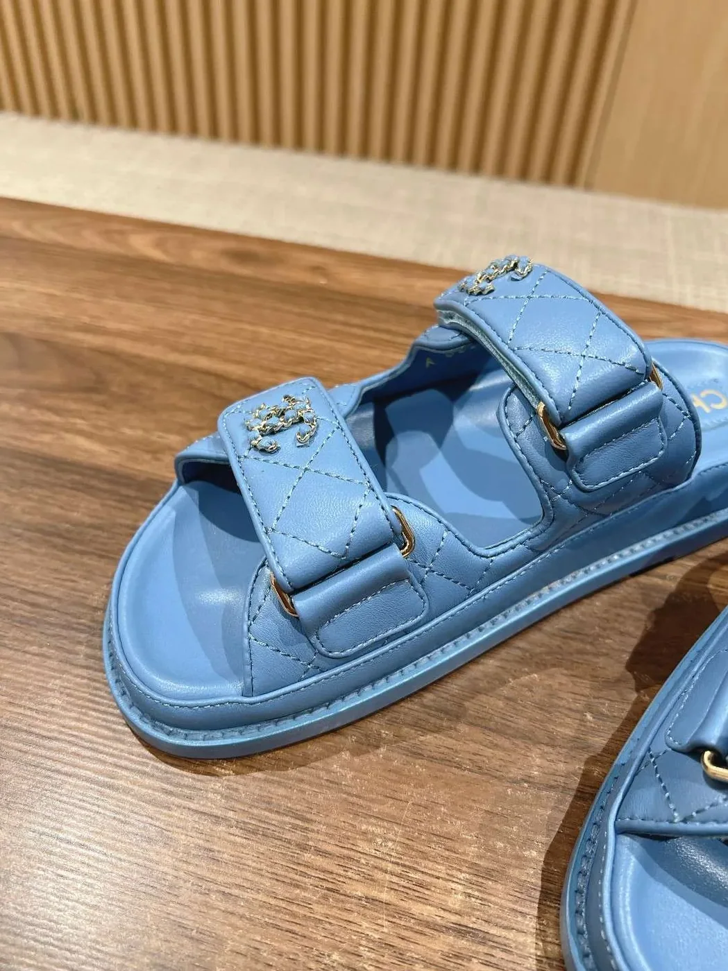 Chanel Sandals With Chanel Logo Blue Chanel Sandals With Chanel Logo Blue
