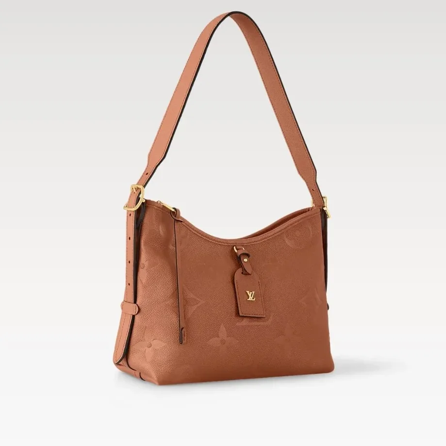 Louis Vuitton CarryAll PM Shoulder Bag in Cognac Brown Gold Hardware