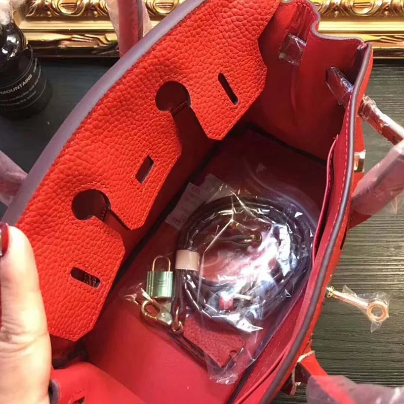 Hermes Birkin 25 Bag in Togo Leather with Gold Hardware in Red