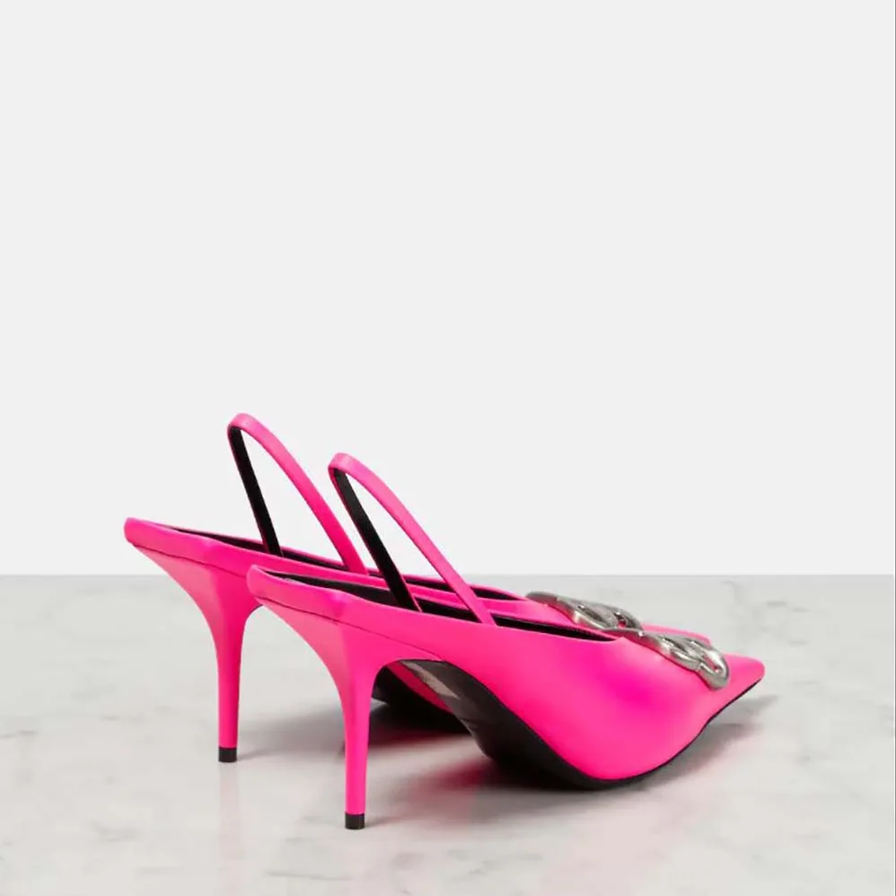 Balenciaga Square Knife BB Slingback Mules for Women in Pink Balenciaga Square Knife BB Slingback Mules for Women in Pink