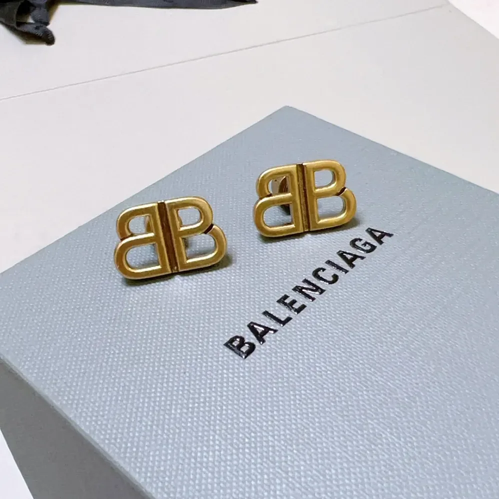 Balenciaga Monaco Stud S Earrings in Antique Gold for Women