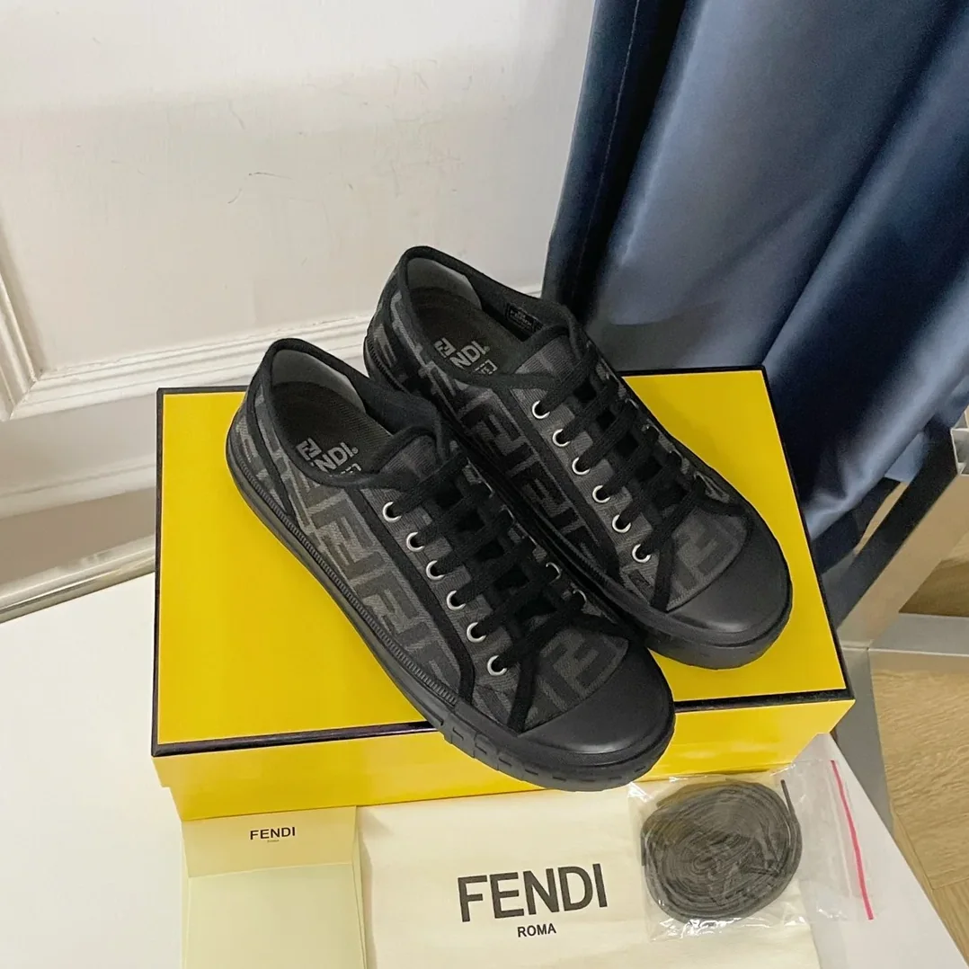 Fendi Domino Black FF Fabric Low in Tops