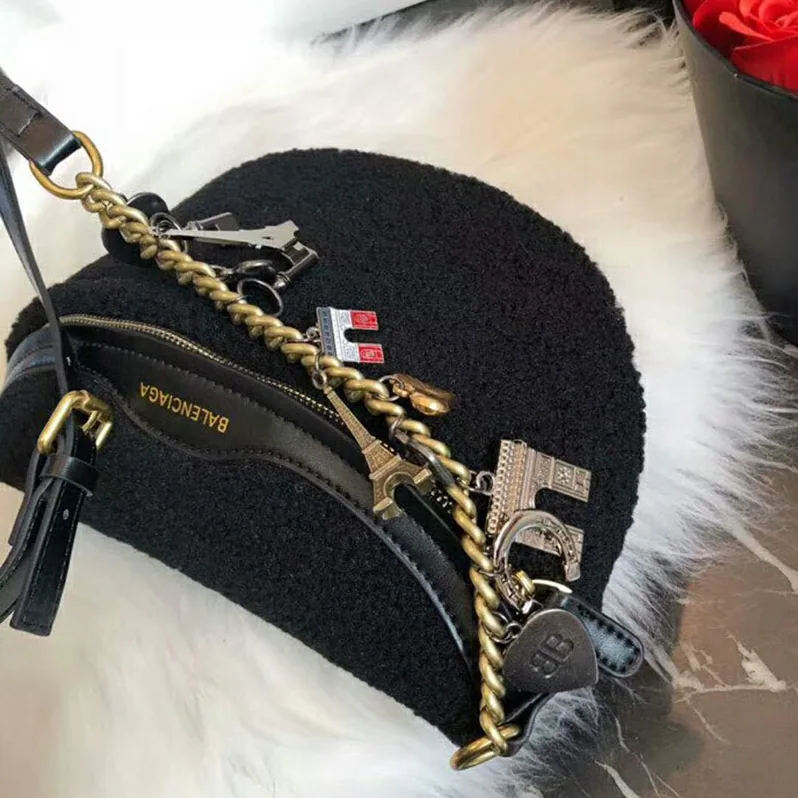 Balenciaga Souvenir Bag XS Velvet Jacquard Logo Belt Bag for Women Balenciaga Souvenir Bag XS Velvet Jacquard Logo Belt Bag for Women