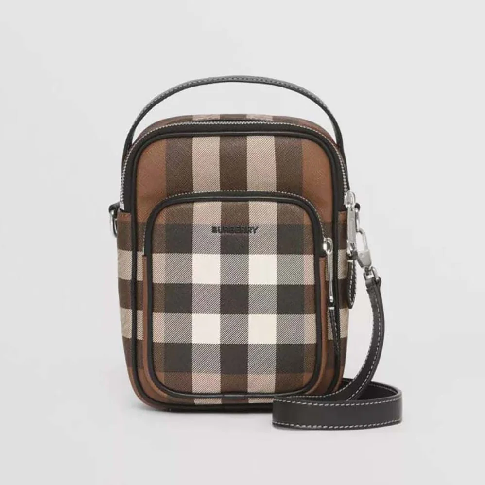 Burberry Check and Leather Crossbody Bag for Men in Brown Burberry Check and Leather Crossbody Bag for Men in Brown