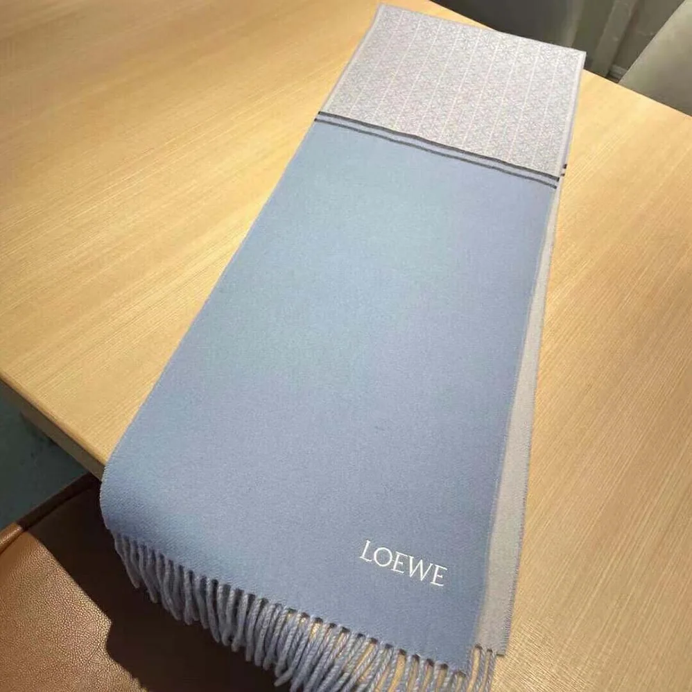 Loewe Scarf in Wool and Cashmere for Unisex in Blue Loewe Scarf in Wool and Cashmere for Unisex in Blue