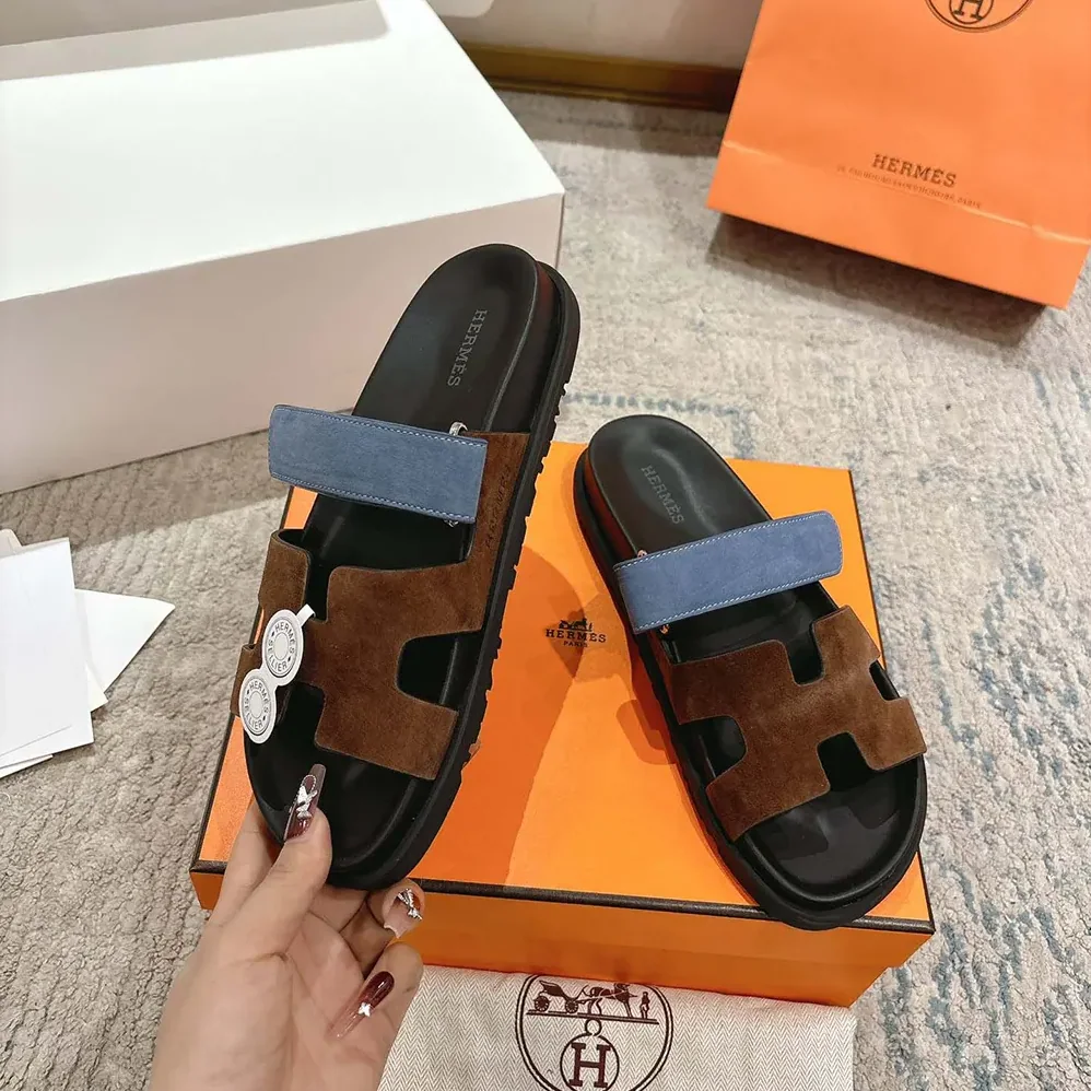 Hermes Chypre Sandal for Unisex in Blue/Brown