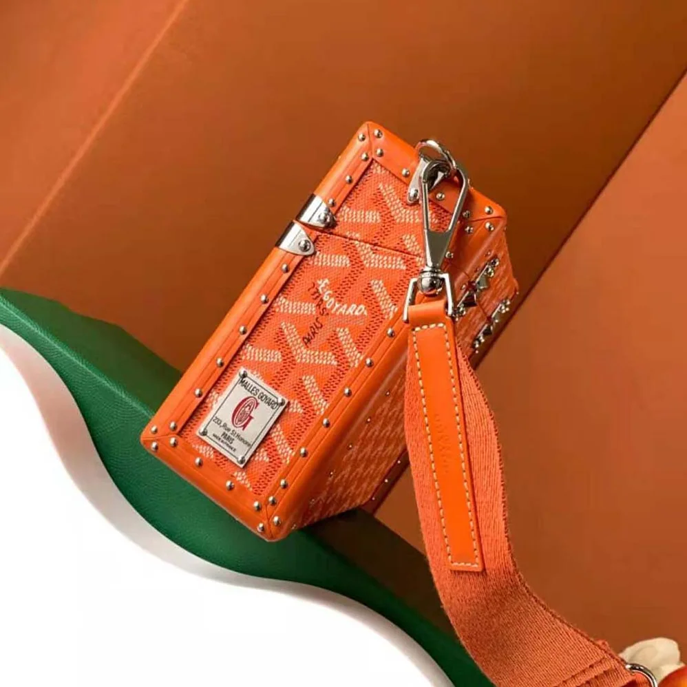 Goyard Cassette Trunk Bag in Goyardine Canvas & Clamecy Cowhide for Women in Orange