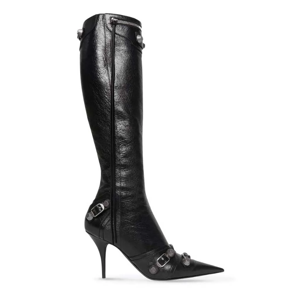 Balenciaga Cagole 90mm Boot in Black Arena Lambskin for Women