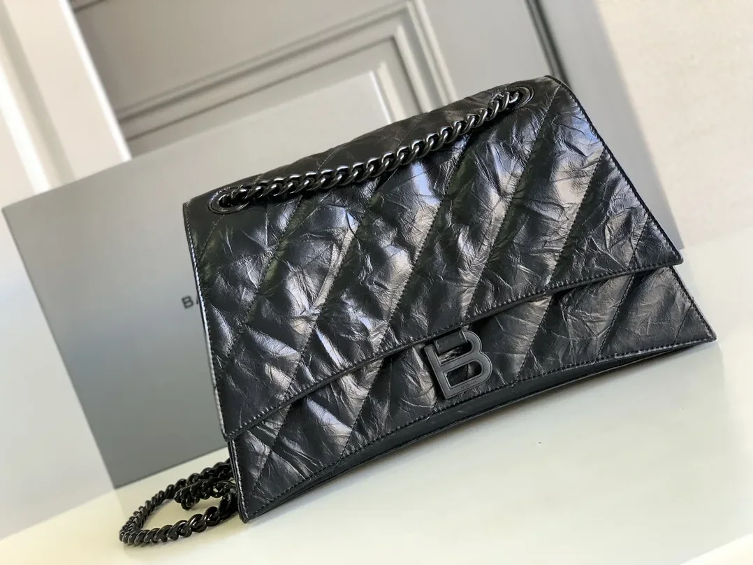 Balenciaga Crush Medium Chain Bag Quilted In Black / Balenciaga Crush Medium Chain Bag Quilted In Black /