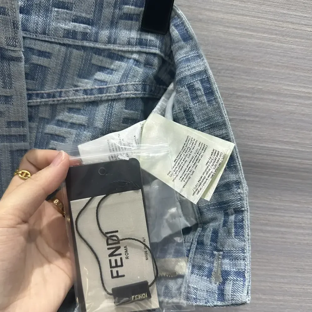 Fendi Jeans Skirt Light Blue FF Denim Skirt for Women