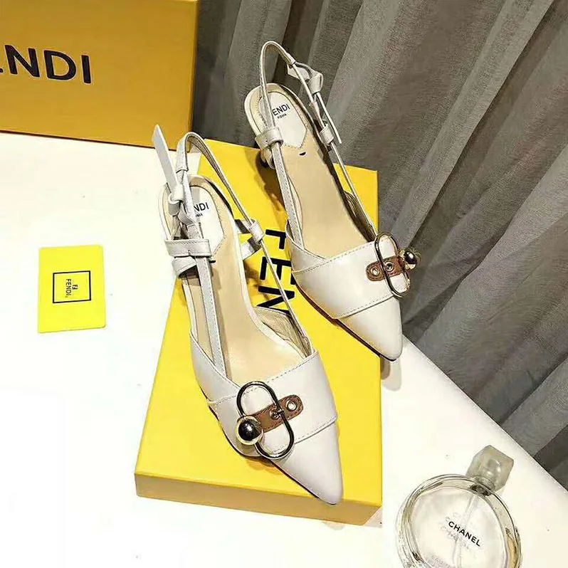 Fendi Shoes Pumps White Leather Slingbacks for Women