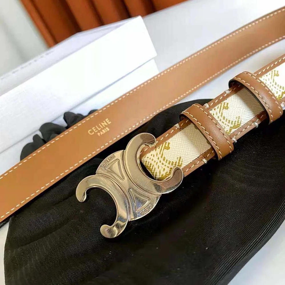 Celine Medium Triomphe Belt in Triomphe Canvas and Calfskin for Women Celine Medium Triomphe Belt in Triomphe Canvas and Calfskin for Women