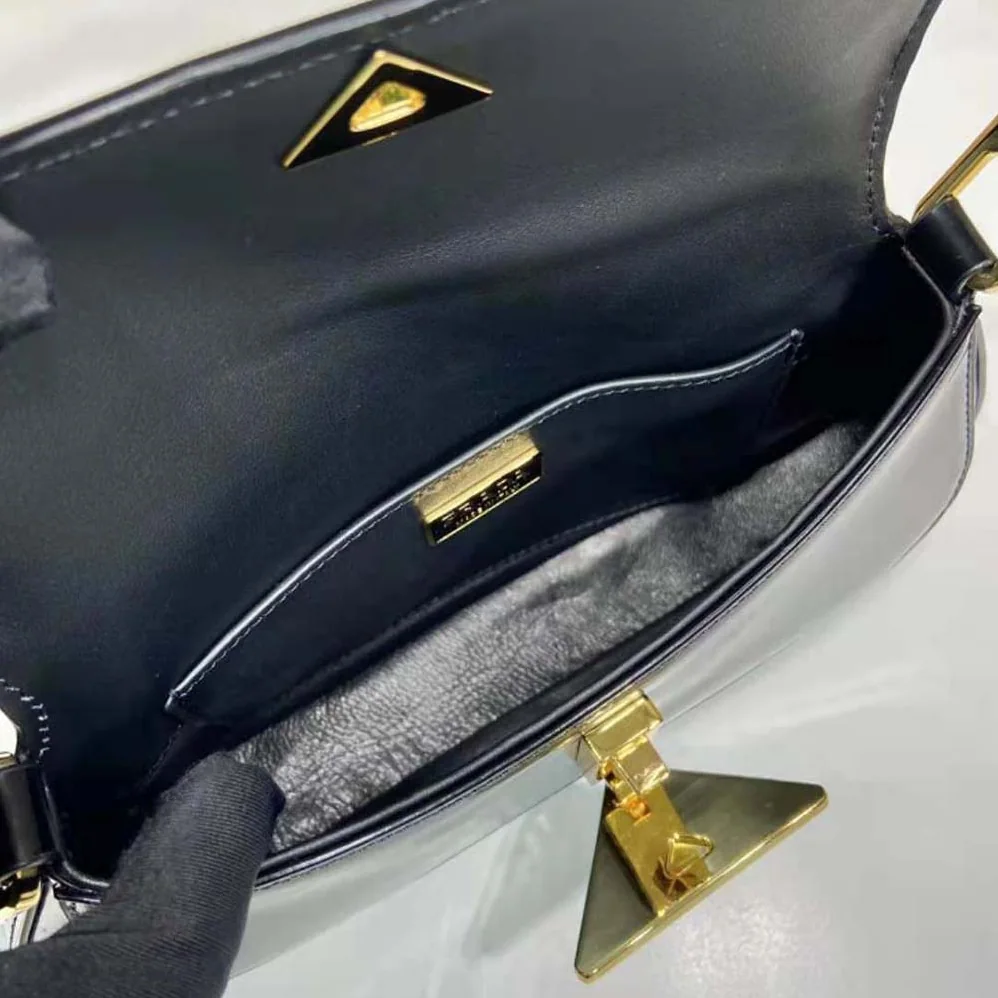 Prada Brushed Leather Shoulder Bag for Women in Black Prada Brushed Leather Shoulder Bag for Women in Black