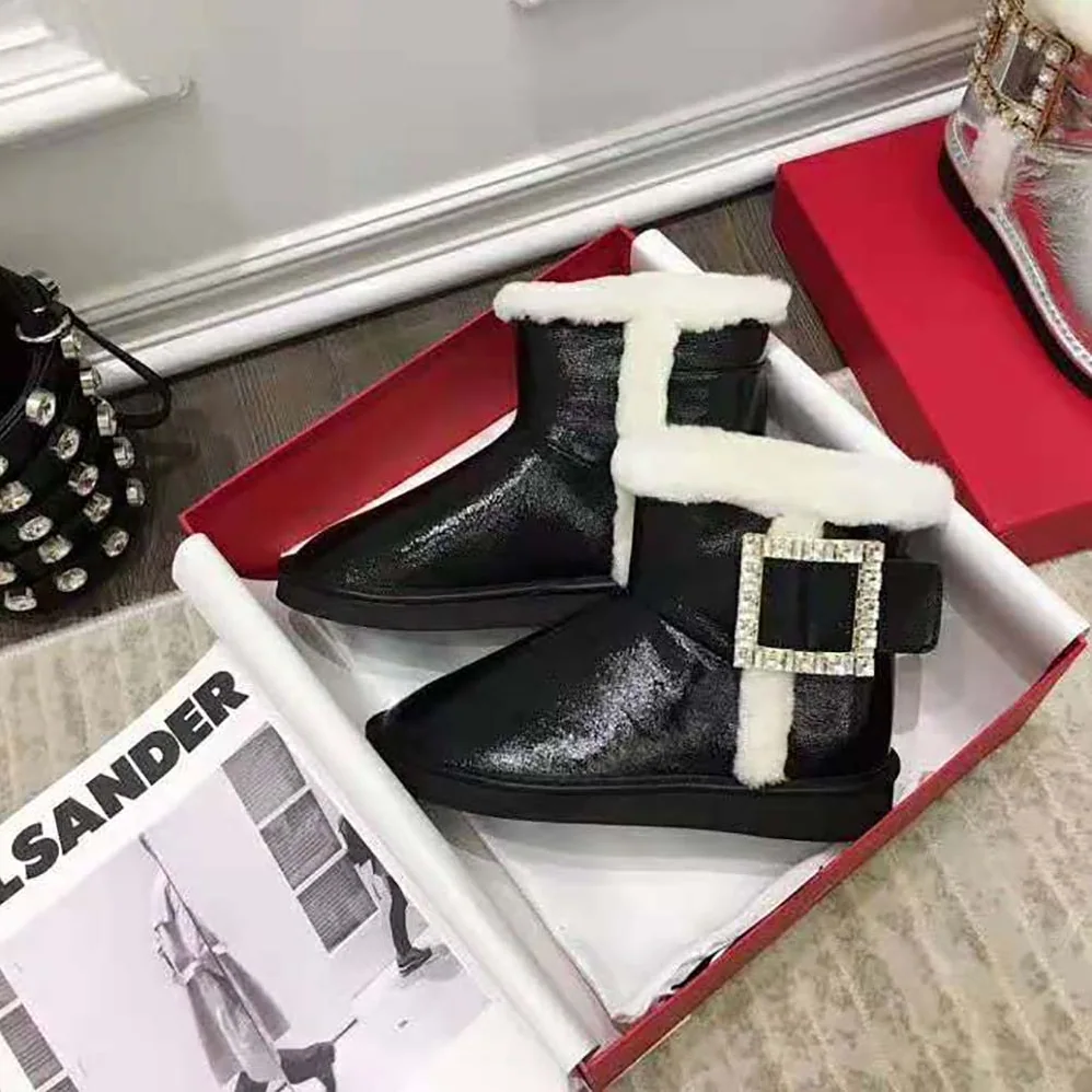 Roger Vivier Winter Viv' Strass Buckle Booties in Patent Leather