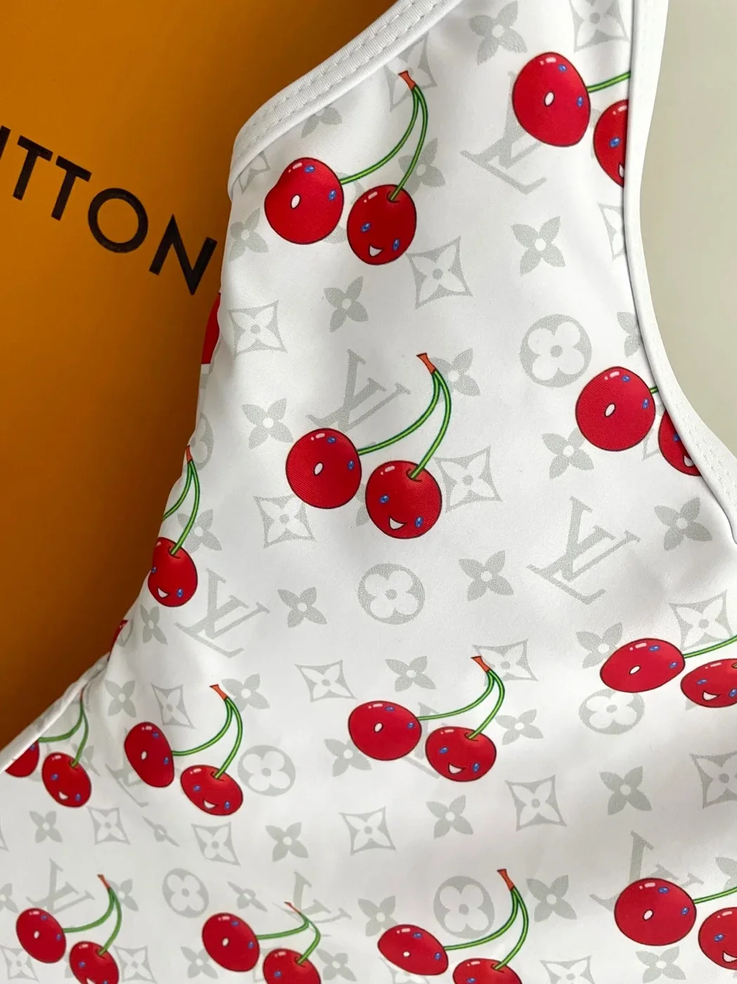 Louis Vuitton LV x TM Cherry One-Piece Swimsuit White Monogram Cerises 1AHIBU Louis Vuitton LV x TM Cherry One-Piece Swimsuit White Monogram Cerises 1AHIBU