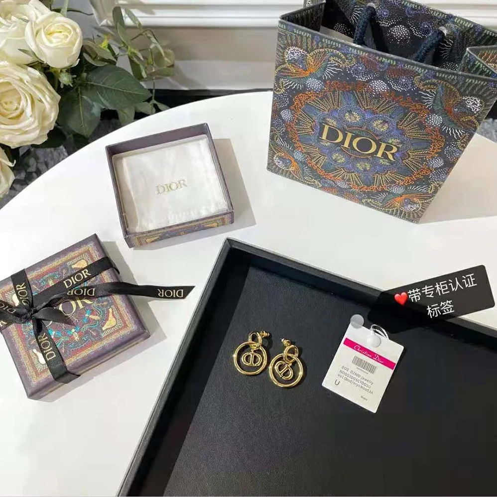 Dior CD Navy Earrings Gold for Women in Finish Metal Dior CD Navy Earrings Gold for Women in Finish Metal