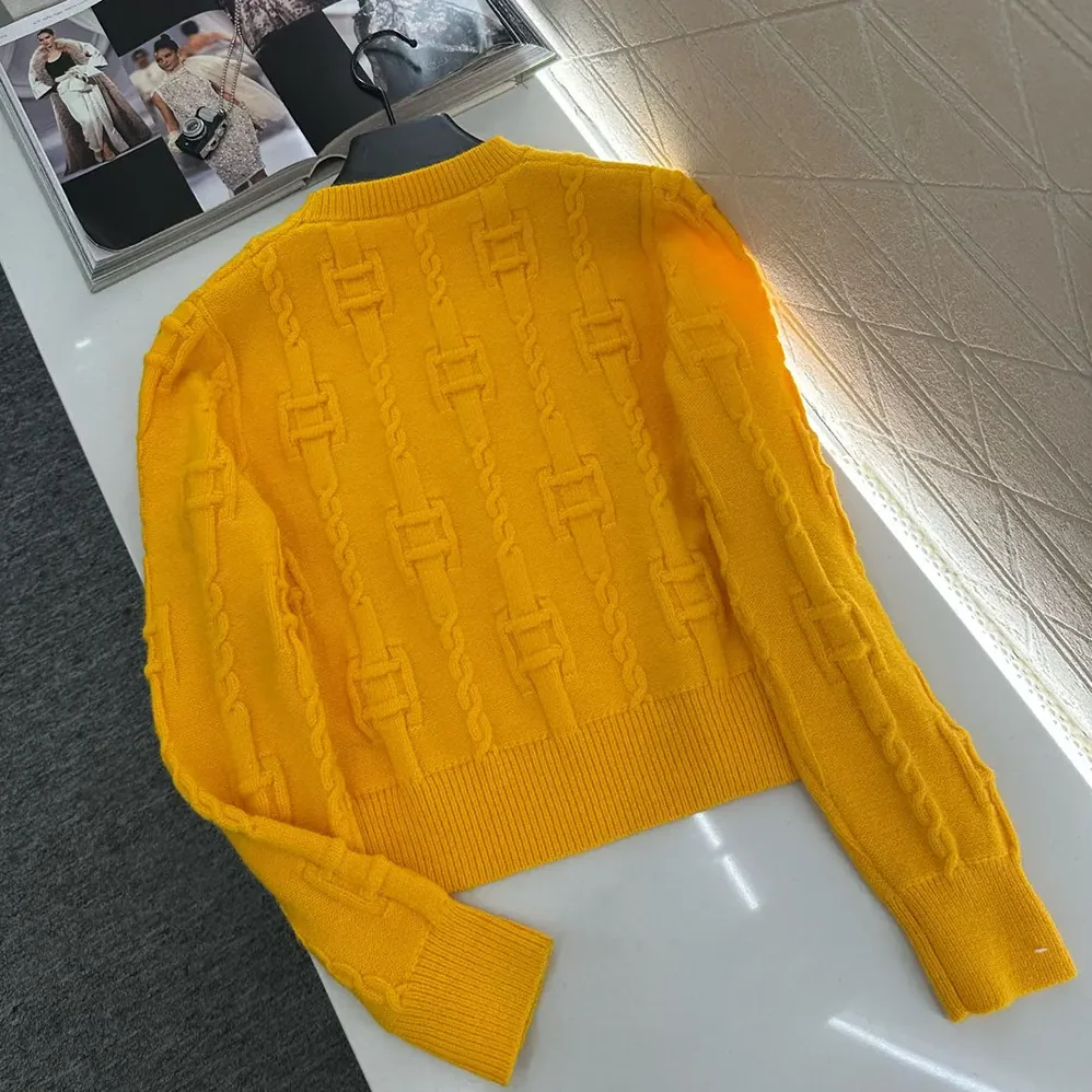 Celine Crewneck Sweater in Chains Cashmere for Women in Yellow