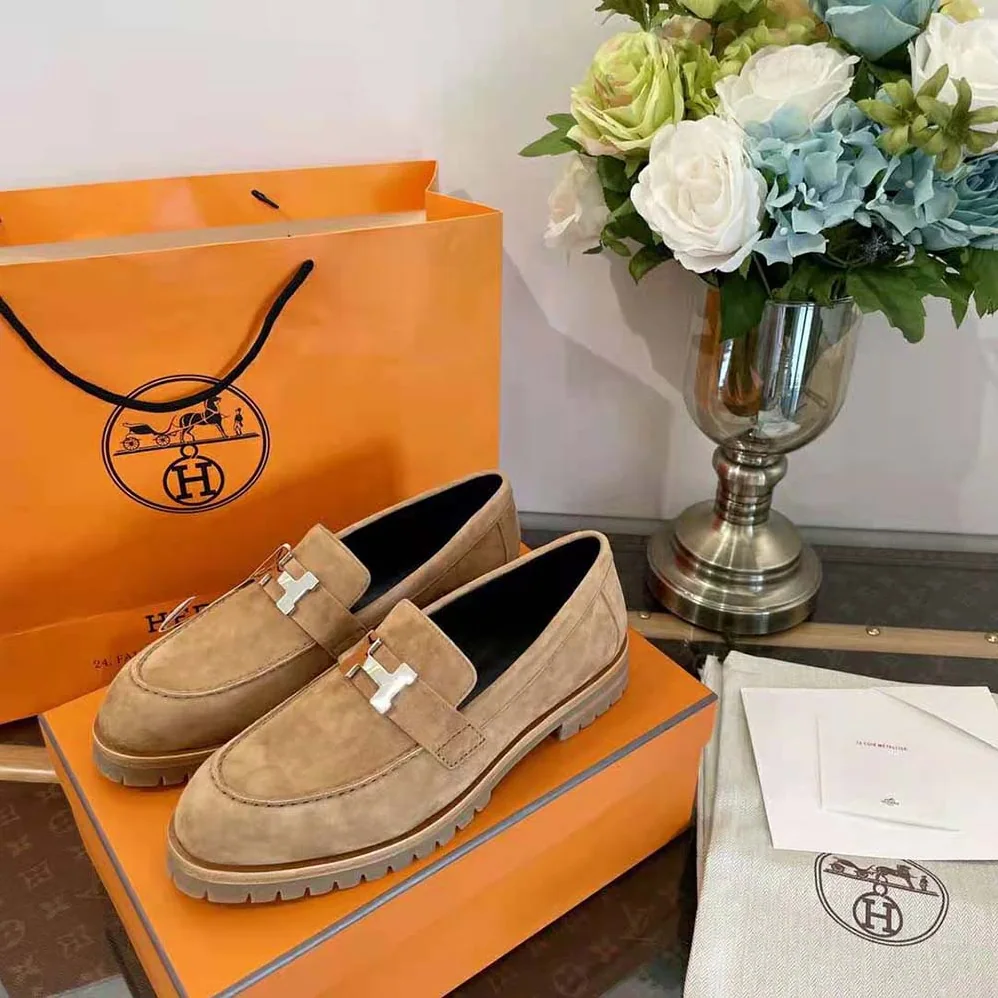 Hermes Faubourg Loafer in suede goatskin for Women in Beige Hermes Faubourg Loafer in suede goatskin for Women in Beige