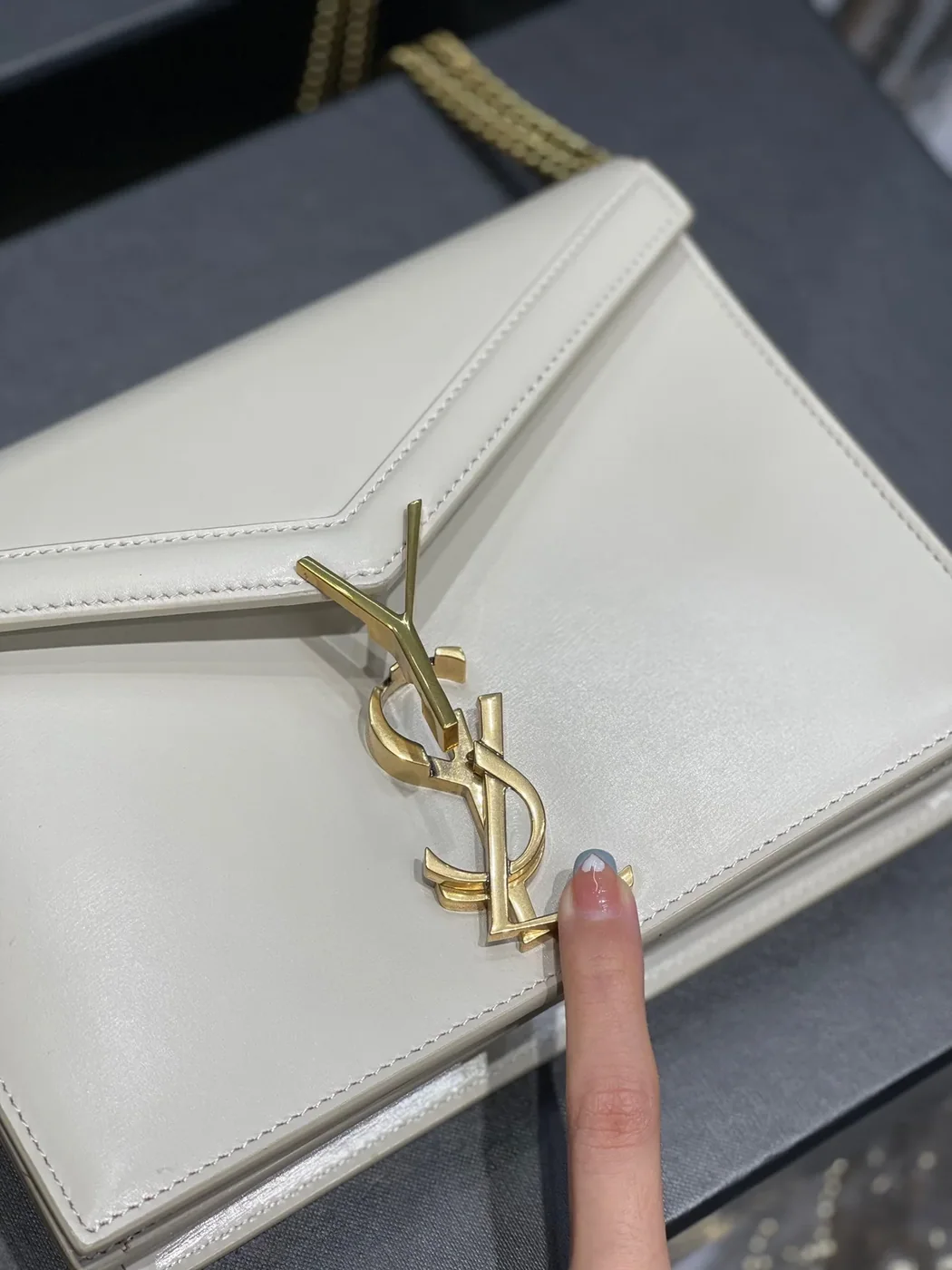 Saint Laurent Cassandra Medium Shoulder Bag in White Gold Hardware Saint Laurent Cassandra Medium Shoulder Bag in White Gold Hardware