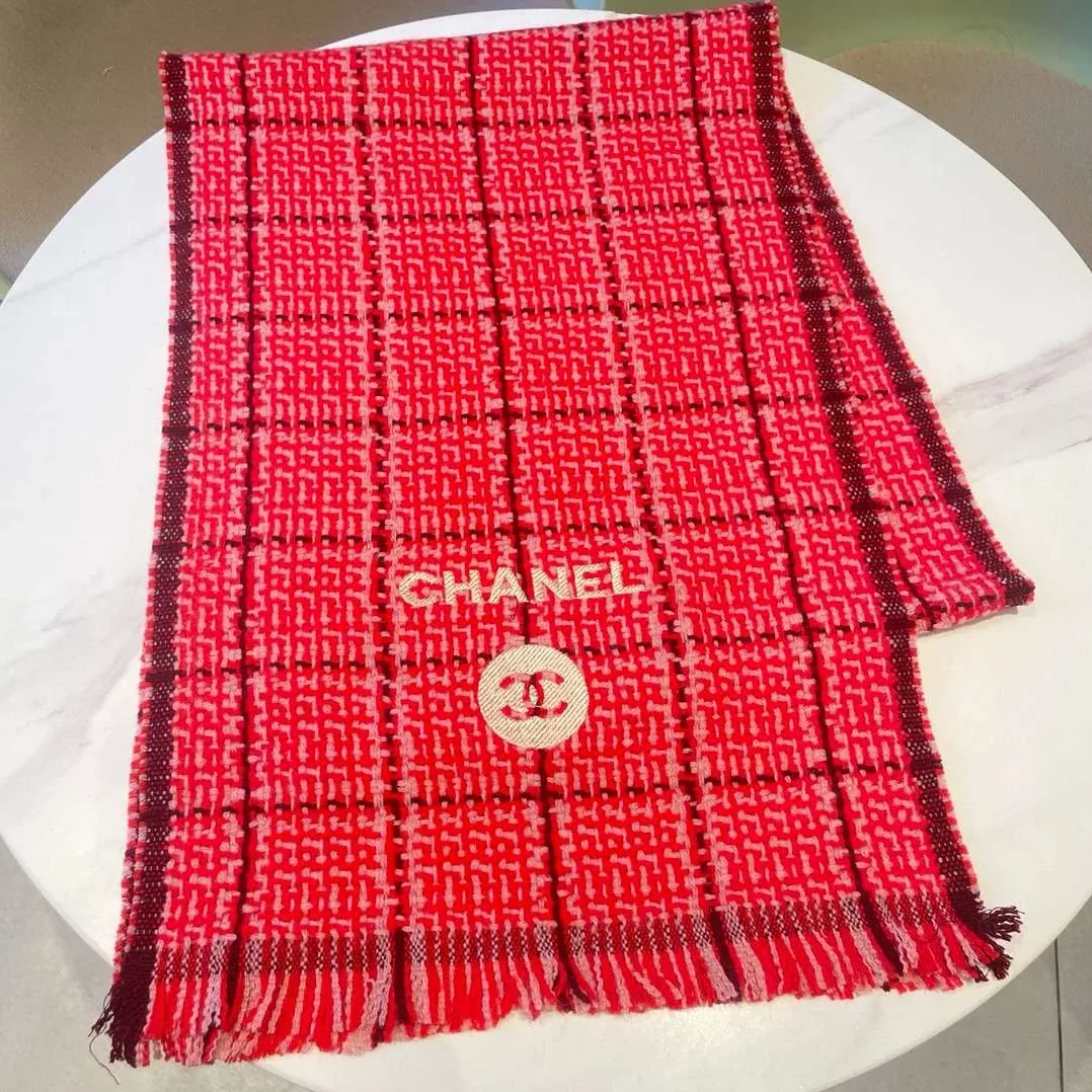 Chanel Classic Little Fragrance Pattern Scarf Red