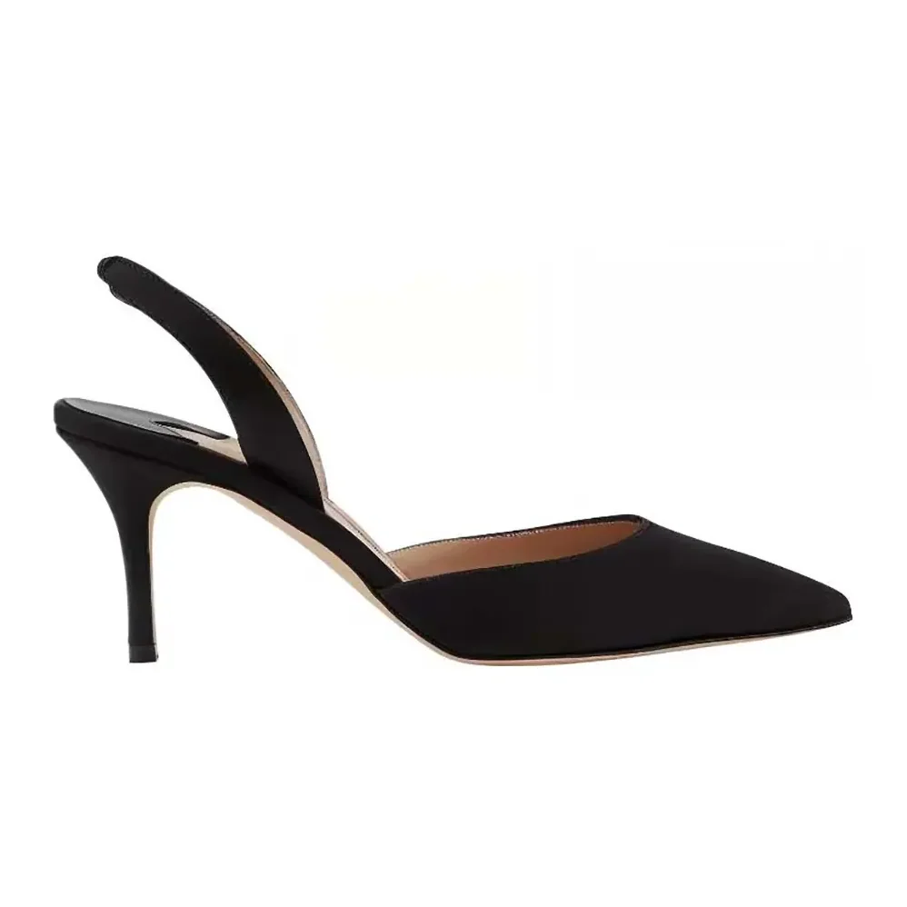 Manolo Blahnik Carolyne 70 Black Suede Slingback Pumps for Women Manolo Blahnik Carolyne 70 Black Suede Slingback Pumps for Women