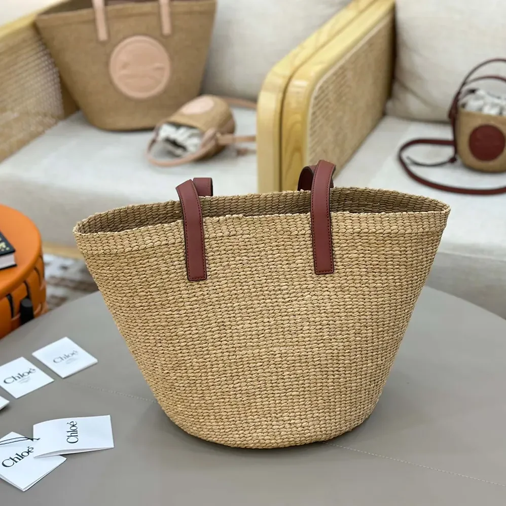 Chloe Large Horse Medal basket bag in Natural Fibers for Women in Brown Chloe Large Horse Medal basket bag in Natural Fibers for Women in Brown
