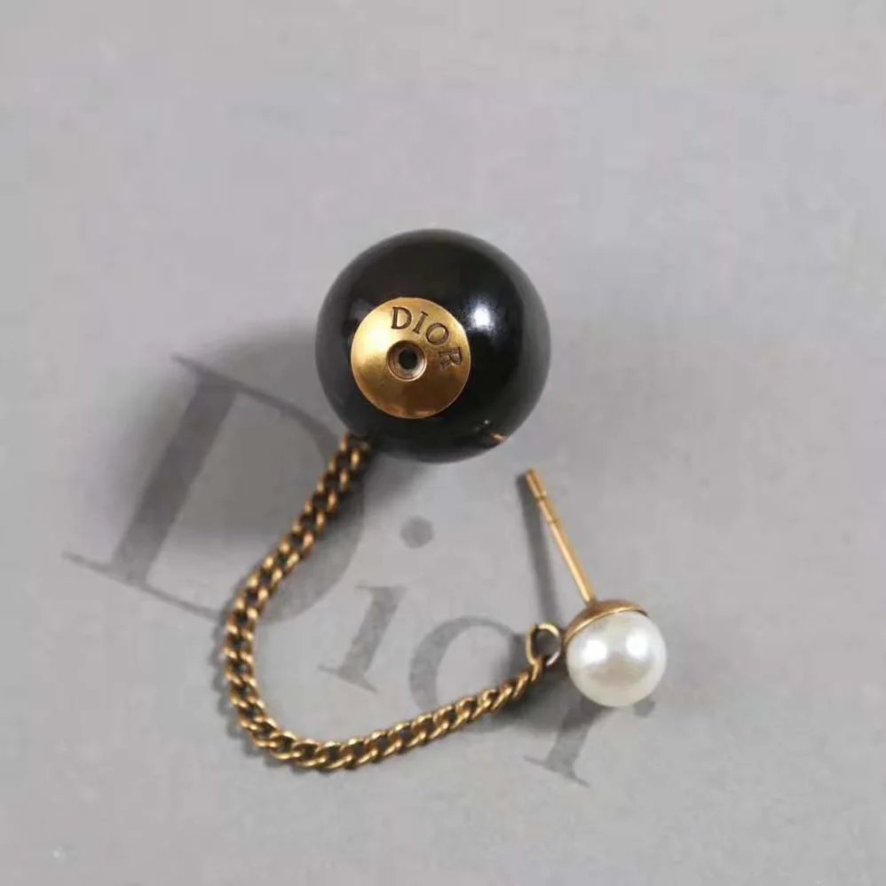 Dior Tribales Earrings Bronze-Finish Metal with White and Black Resin Pearls for Women Dior Tribales Earrings Bronze-Finish Metal with White and Black Resin Pearls for Women