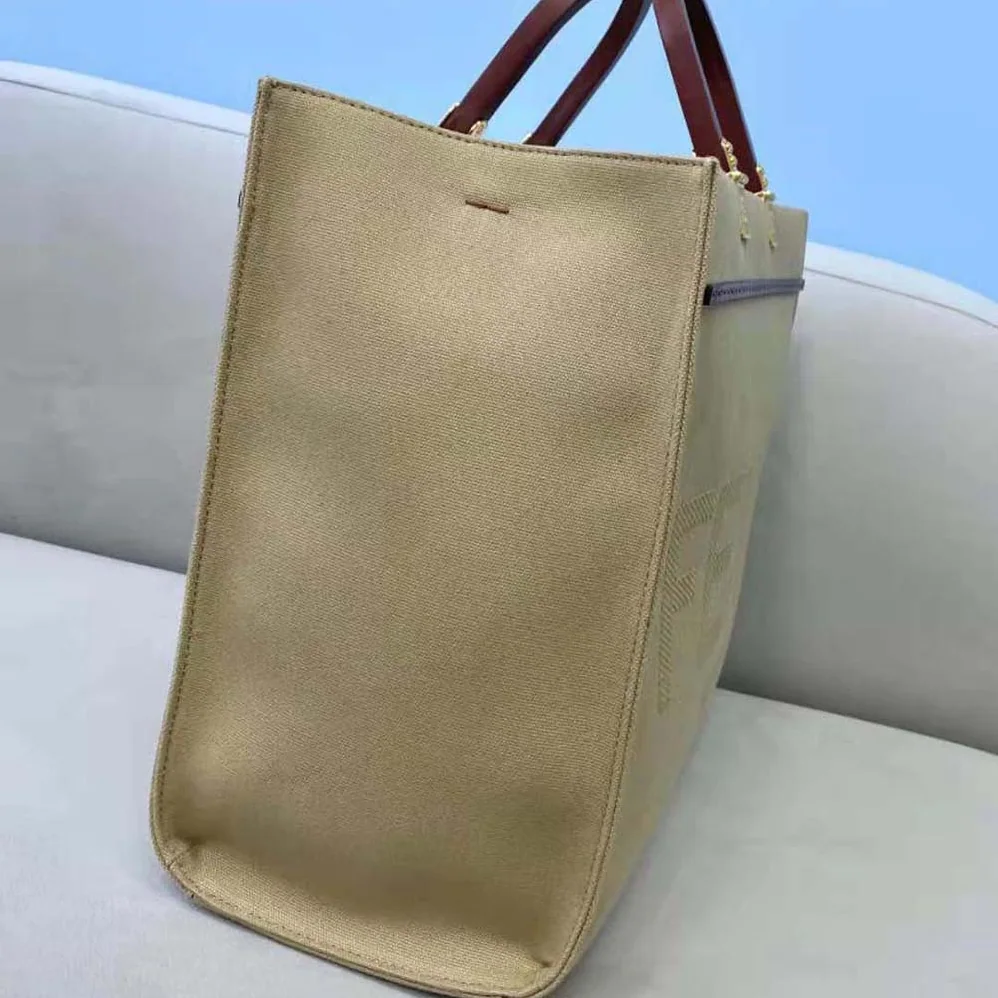 Fendi Fendi Sunshine Medium Beige Canvas Bag for Women