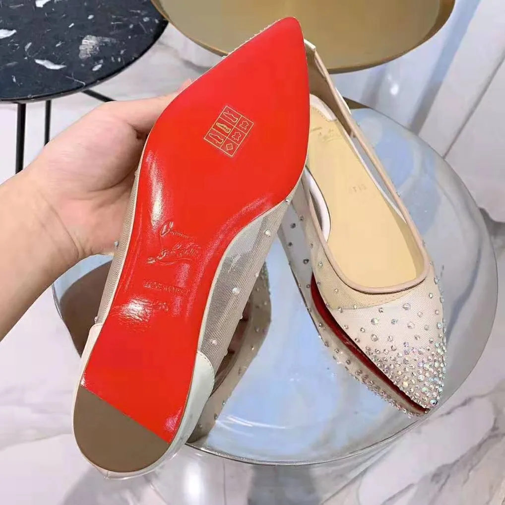 Christian Louboutin Follies Strass Ballet Flat for Women in White Christian Louboutin Follies Strass Ballet Flat for Women in White