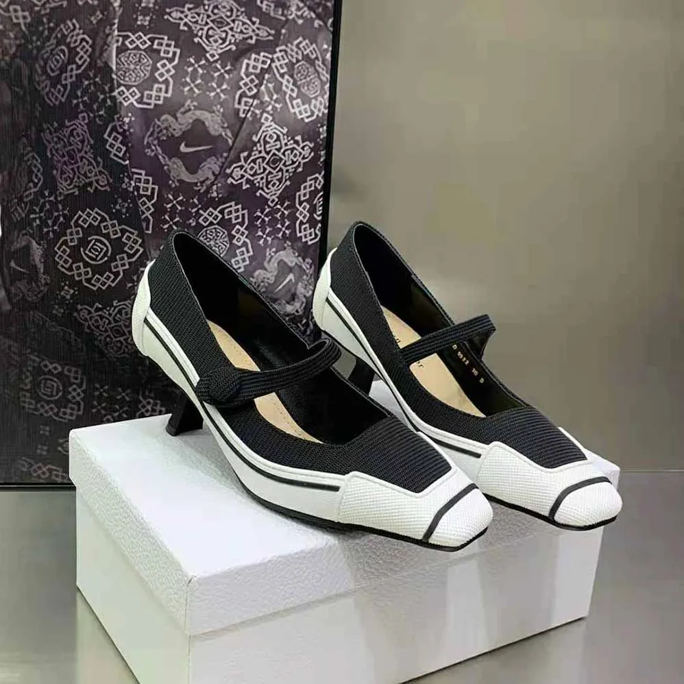 Dior D-Motion Pump Black Technical Fabric and White Rubber for Women Dior D-Motion Pump Black Technical Fabric and White Rubber for Women