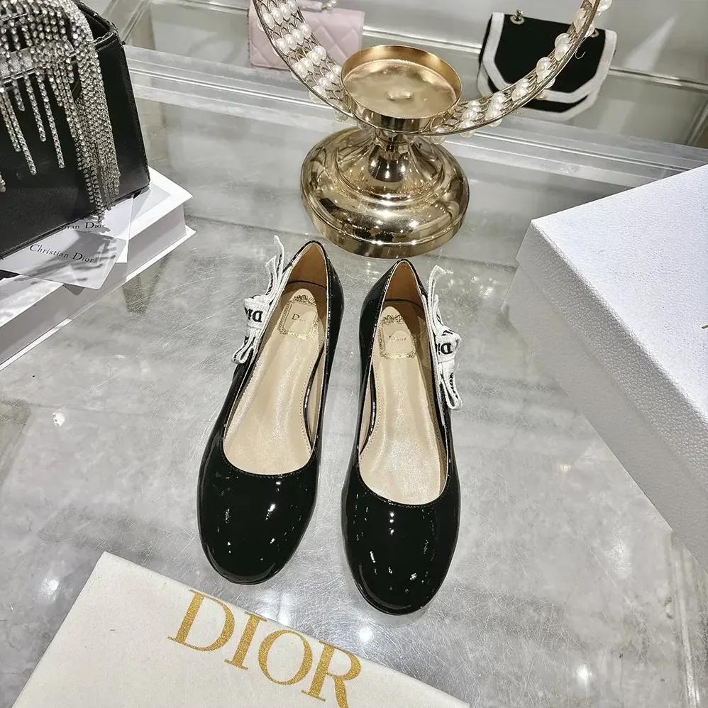 Dior J'Adior Ballet Flat Black Patent Calfskin for Women