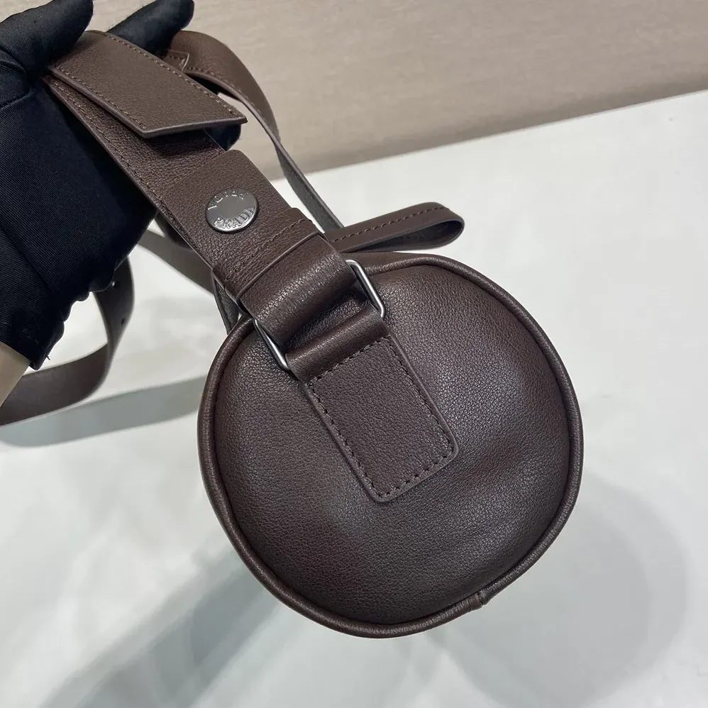 Prada Route Large Leather Top-Handle Bag for Women in Cocoa Brown Prada Route Large Leather Top-Handle Bag for Women in Cocoa Brown