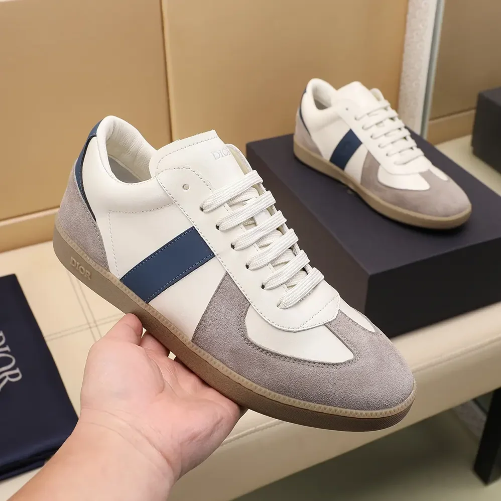 Dior B01 Matchpoint Sneaker Blue and White Smooth Calfskin with Gray Suede for Unisex