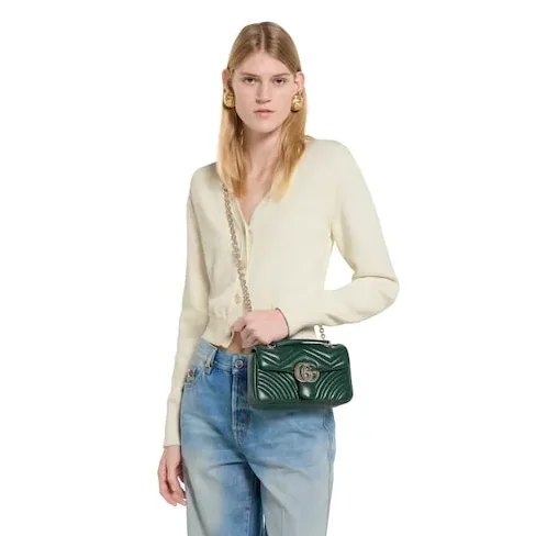 Gucci Marmont Small Shoulder Bag in Green Gold Hardware Gucci Marmont Small Shoulder Bag in Green Gold Hardware