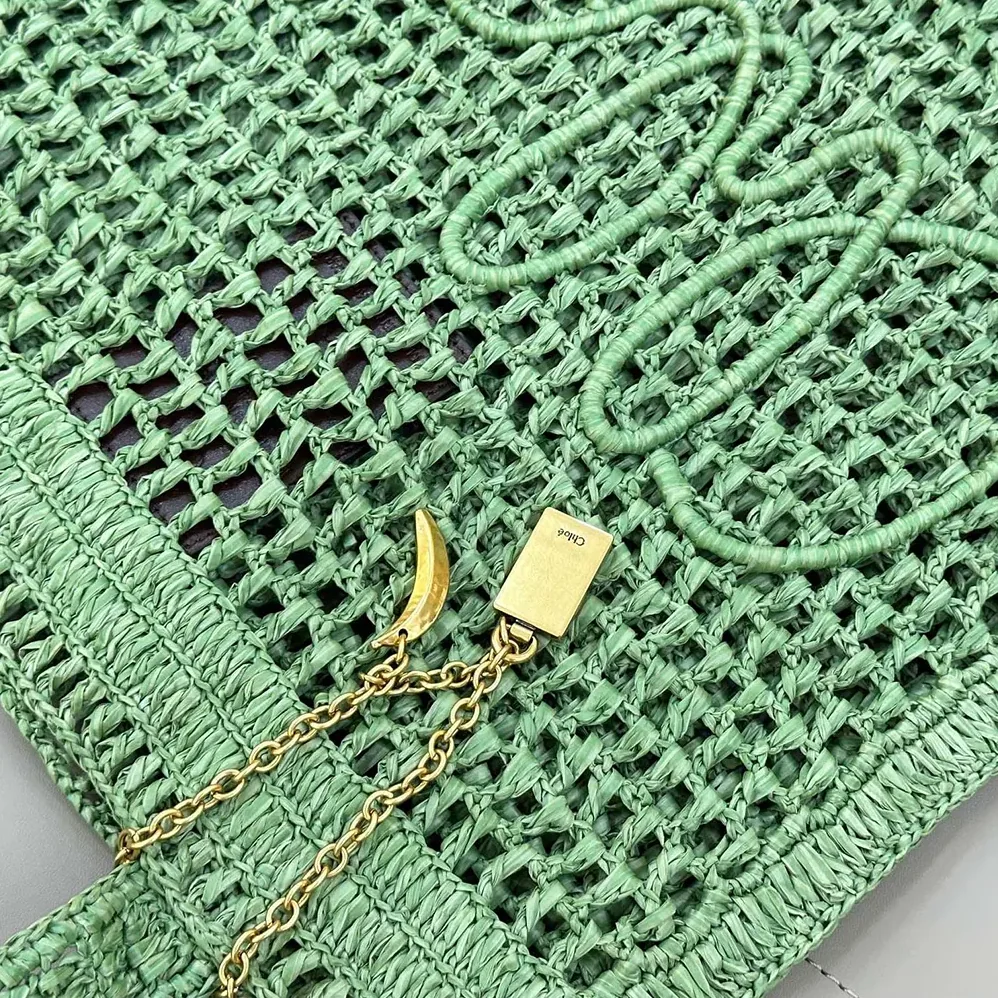 Chloe Summer Banana Tote Bag In Raffia for Women in Green Chloe Summer Banana Tote Bag In Raffia for Women in Green
