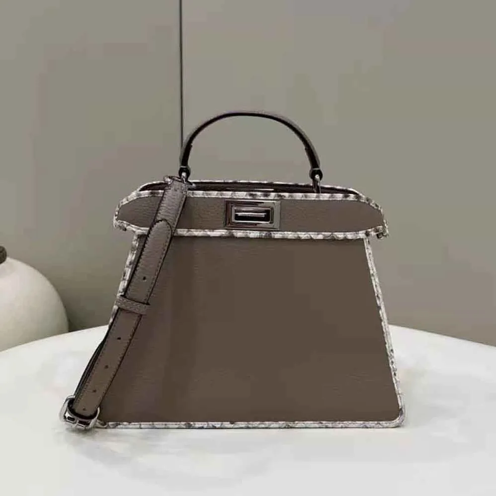 Fendi Peekaboo Iseeu Small Gray Full Grain Leather and Elaphe Bag for Women Fendi Peekaboo Iseeu Small Gray Full Grain Leather and Elaphe Bag for Women