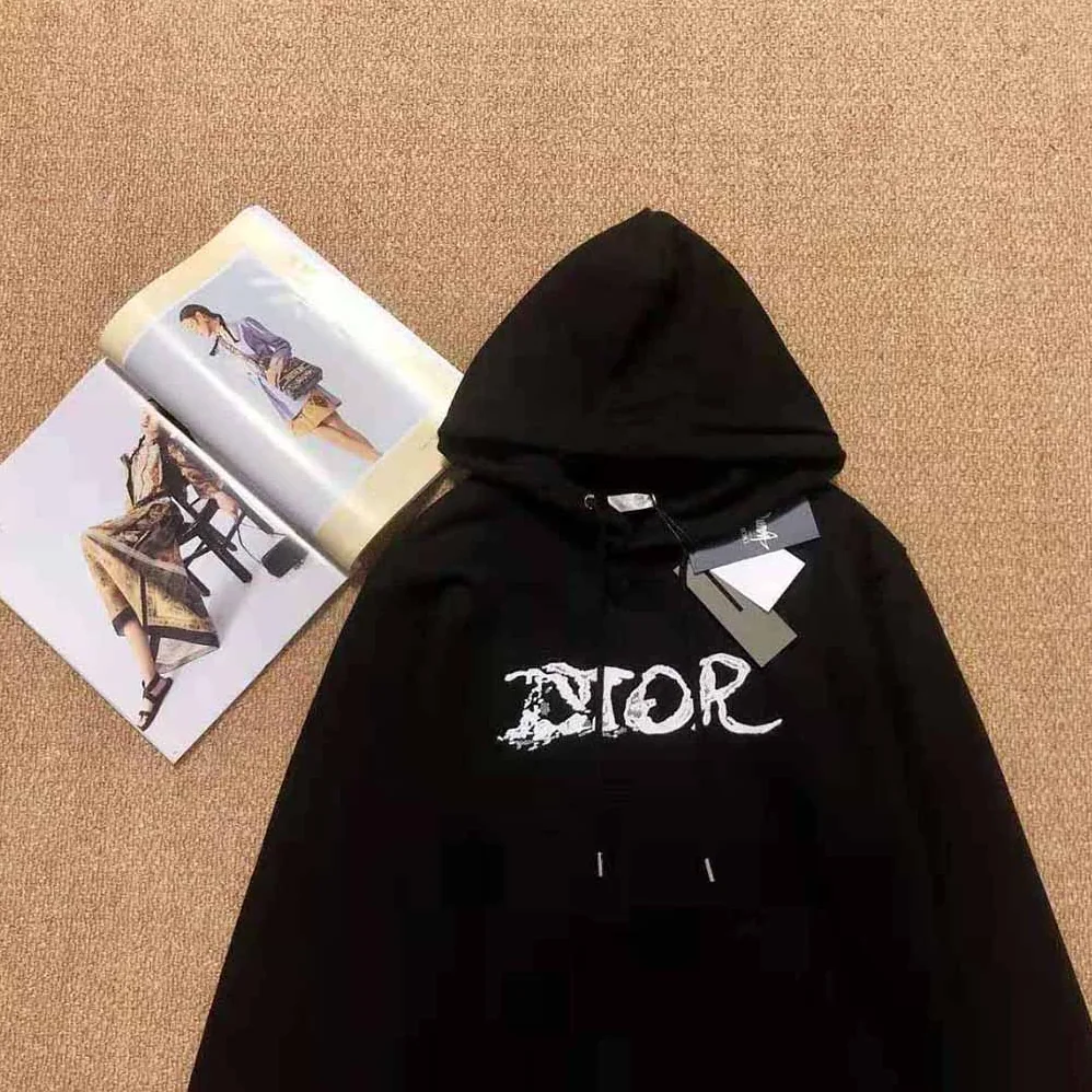 Dior Peter Doig Hooded Sweatshirt Black Cotton Fleece for Men