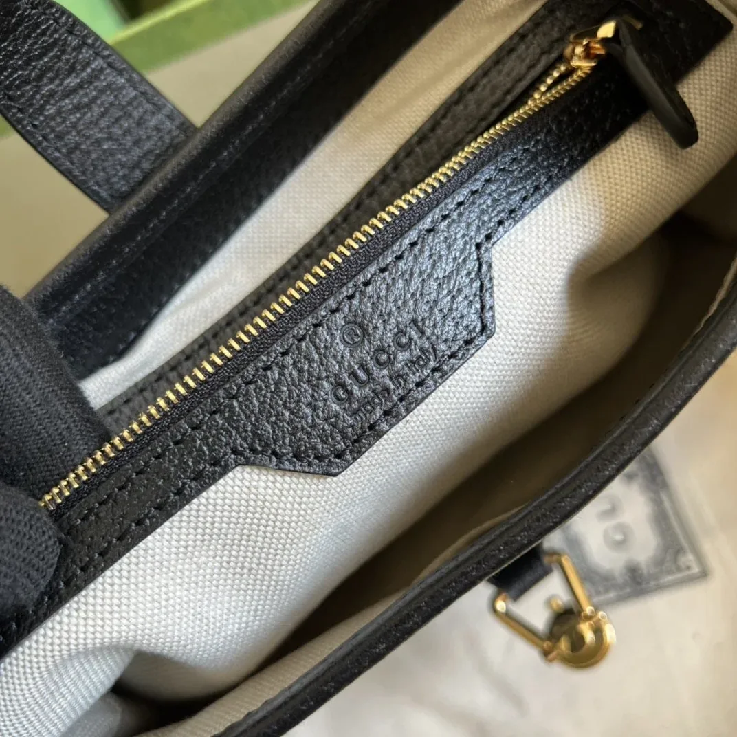 Gucci Jackie 1961 Small Shoulder Bag Black And Ivory GG Denim Jacquard /