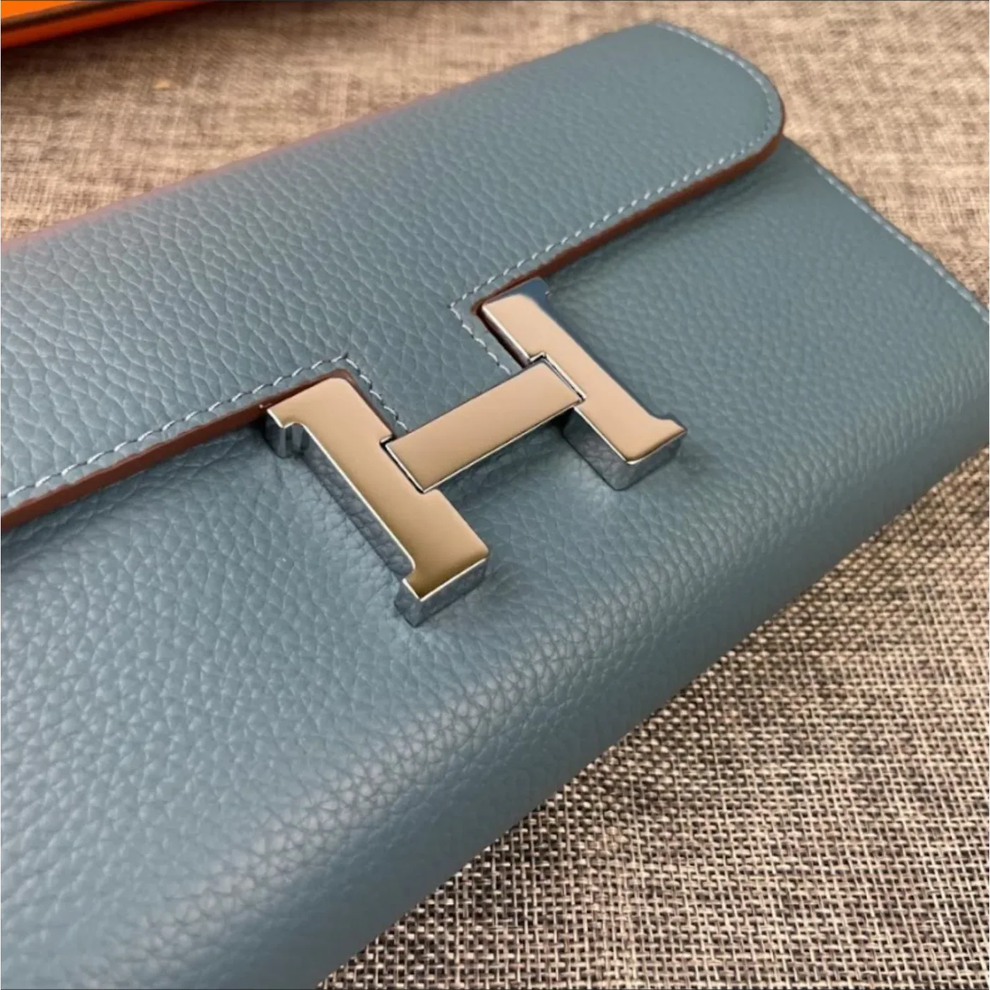 Hermes Constance Togo Long Wallet in Silver Toned Hardware Blue Hermes Constance Togo Long Wallet in Silver Toned Hardware Blue