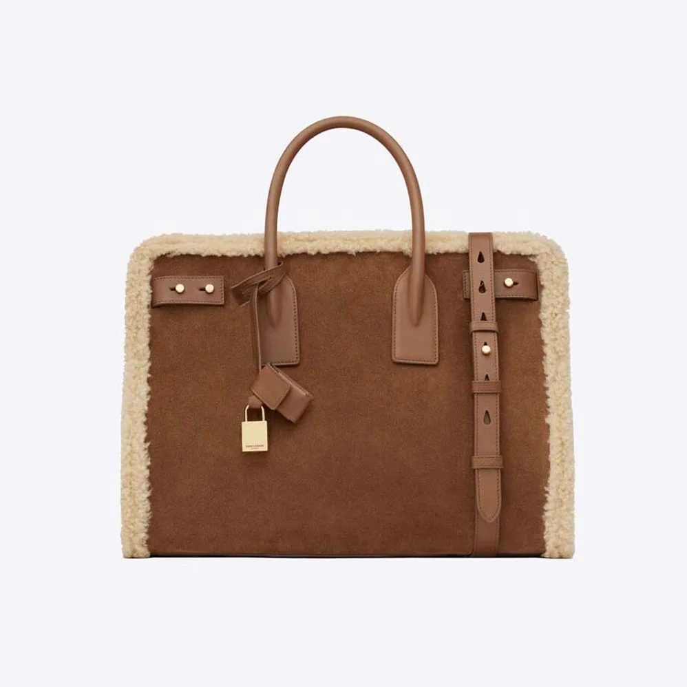 Saint Laurent YSL Sac De Jour Supple Medium in Suede and Shearling for Women Saint Laurent YSL Sac De Jour Supple Medium in Suede and Shearling for Women
