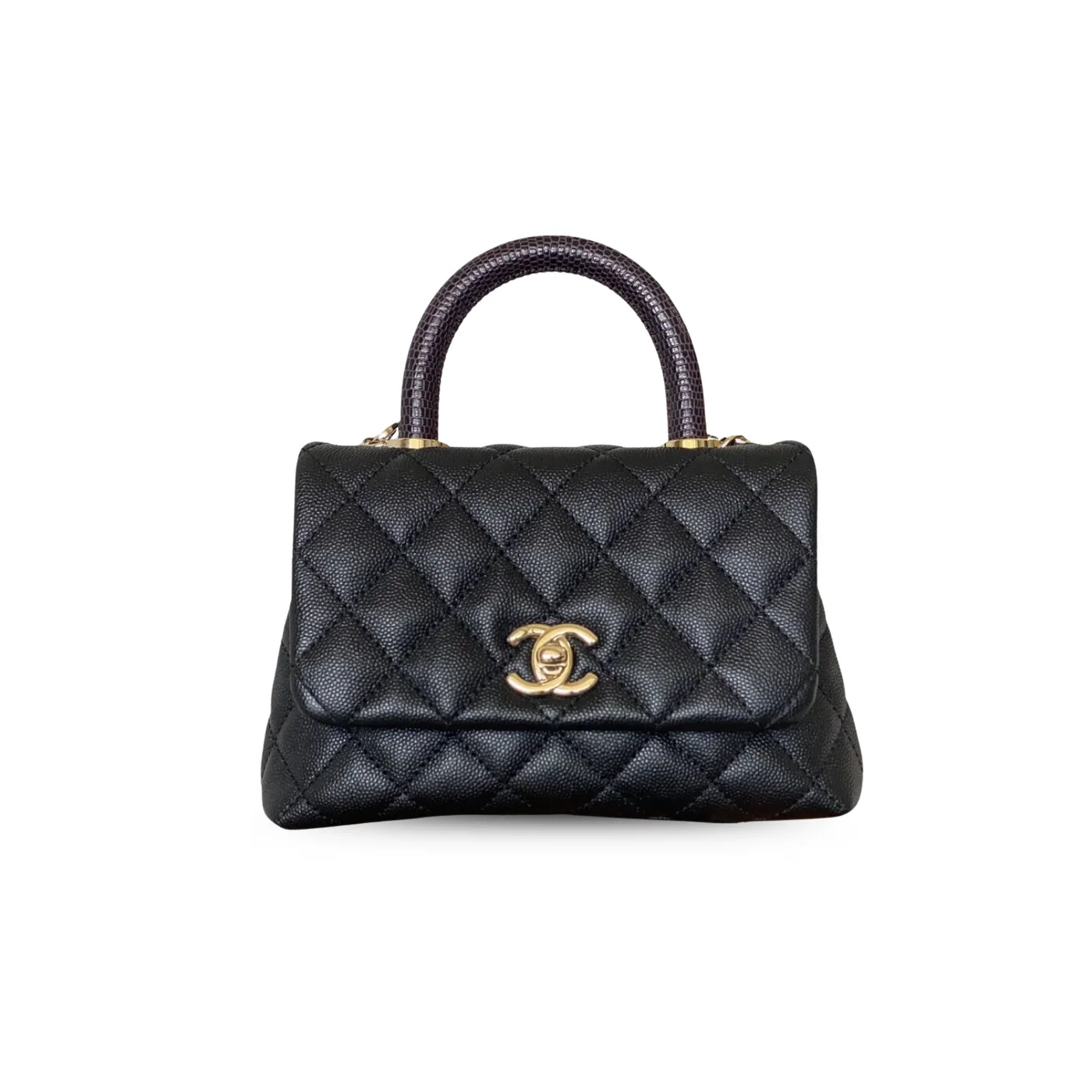 Chanel Coco Mini Bag Mini Top Handle Bag in Black Gold Hardware