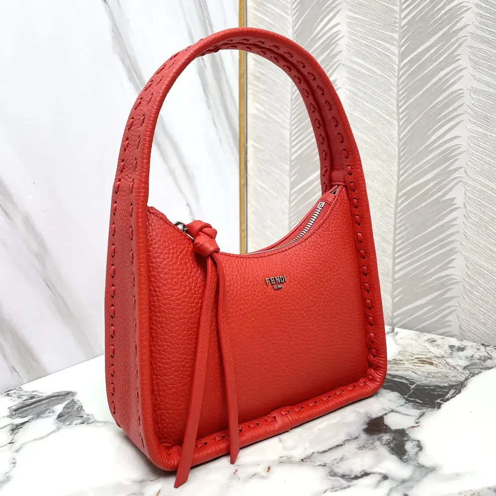 Fendi Mini Fendessence Small Red Selleria Bag with 264 Hand for Women in sewn Topstitches Fendi Mini Fendessence Small Red Selleria Bag with 264 Hand for Women in sewn Topstitches