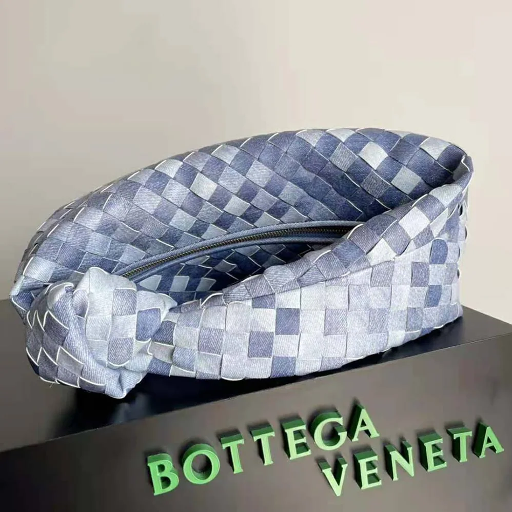 Bottega Veneta Mini Jodie Intrecciato Denim Effect Leather Top Handle Bag for Women