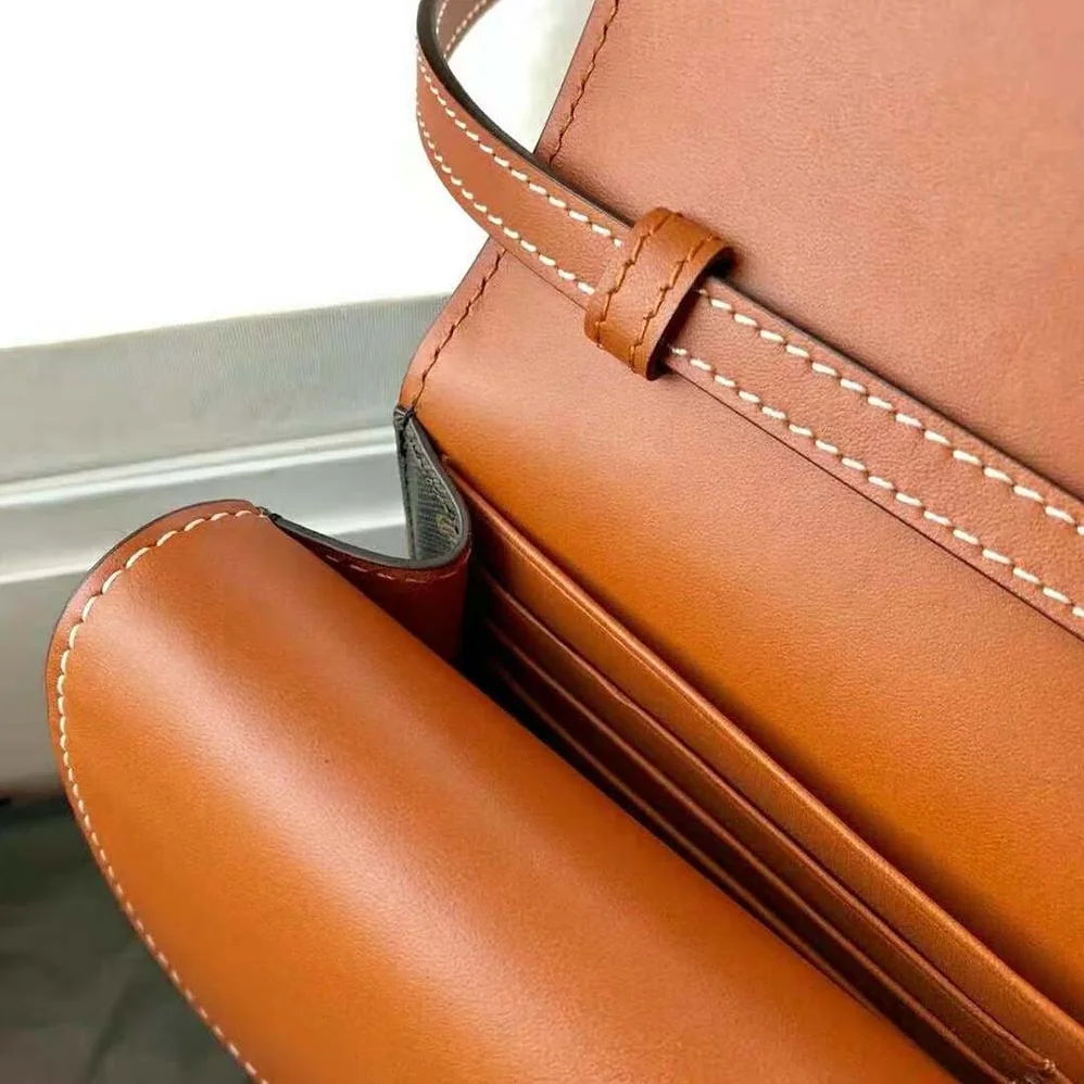 Celine Wallet on Strap in Triomphe Canvas and Smooth Lambskin for Women in Tan