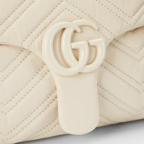 Gucci Marmont Medium Shoulder Bag in Ivory Tonal Enameled Hardware