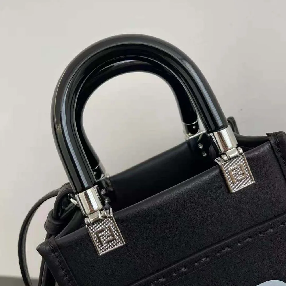 Fendi Mini Sunshine Shopper Black Leather Mini for Women in bag Fendi Mini Sunshine Shopper Black Leather Mini for Women in bag