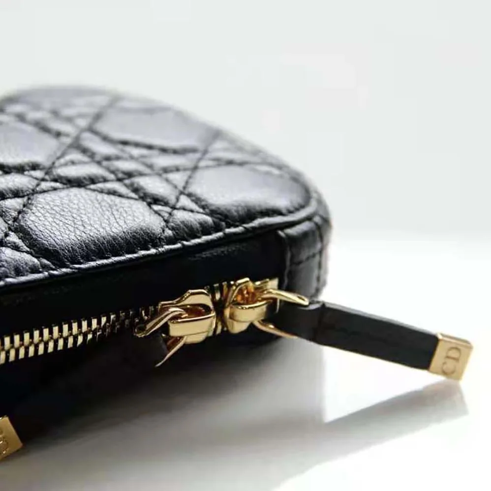 Dior Lady Dior Phone Holder Black Cannage Lambskin for Women