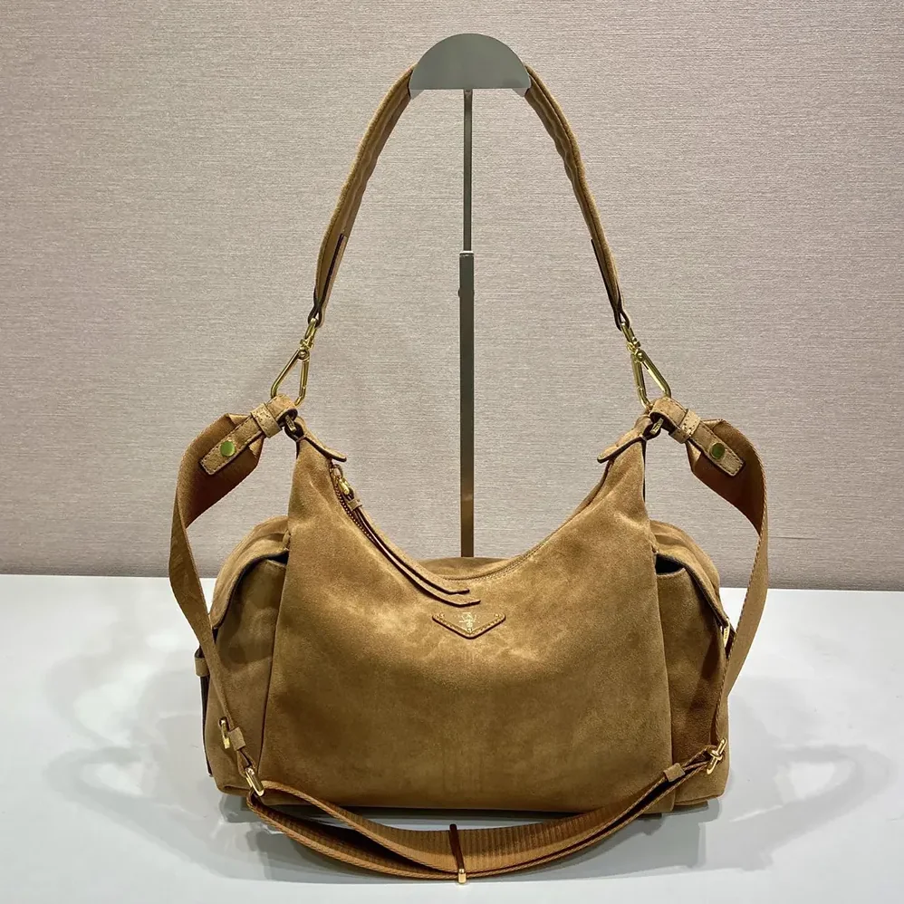 Prada Explore Large Suede Bag for Women in Brown