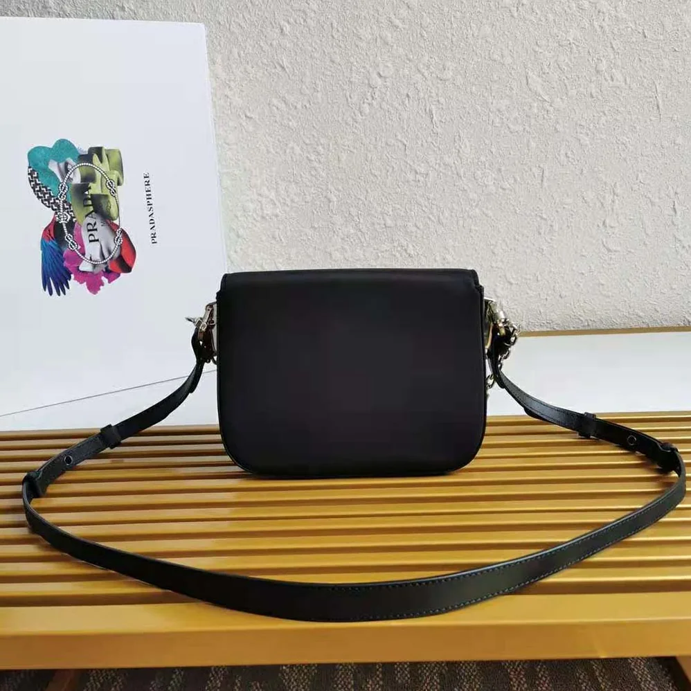 Prada Nylon and Leather Prada Ldentity Shoulder Bag for Women in Black